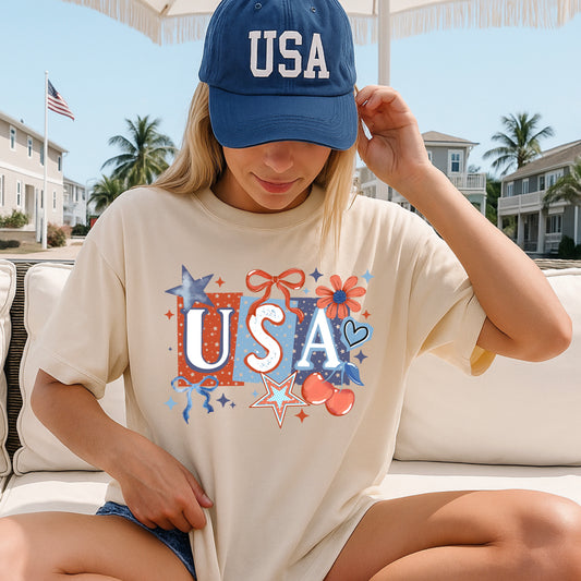 USA Graphic T-Shirt | Patriotic American Tee | Red White and Blue Unisex Shirt | American Pride Apparel