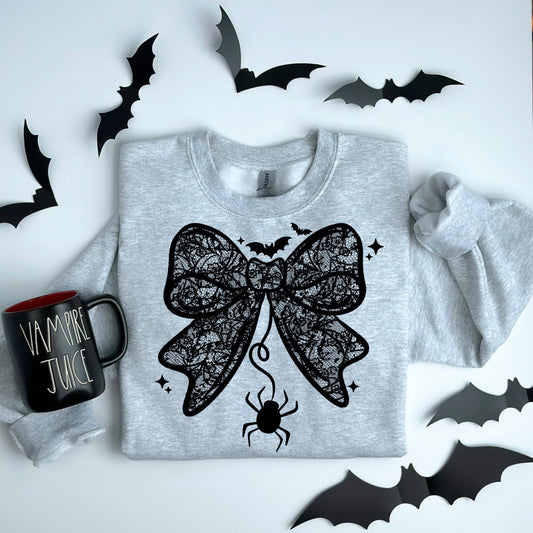 Halloween Lace Bow Graphic Crewneck