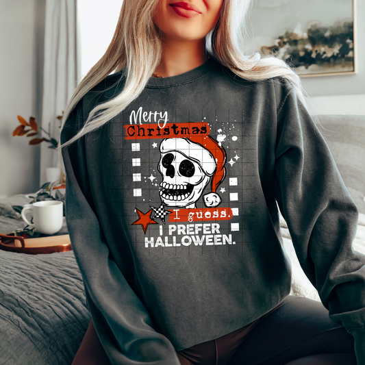Merry Christmas… I Guess Sweatshirt 💀🎄✨ Halloween Lover Holiday Crewneck