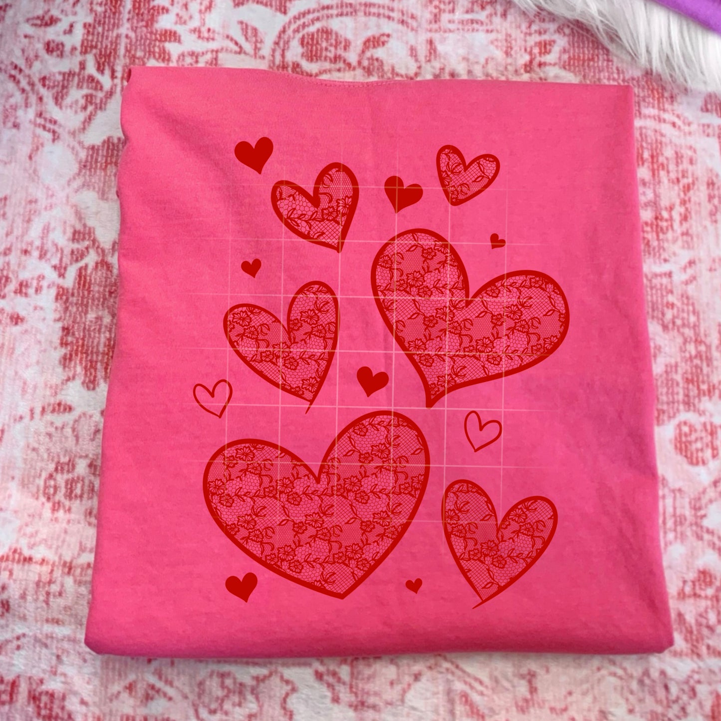 Floral Lace Heart T-Shirt – Romantic Love Graphic Tee