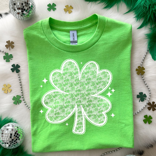 Lace Shamrock Graphic Tee – St. Patrick’s Day Clover Shirt