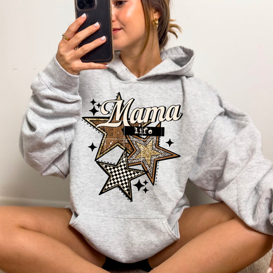 Mama Life Graphic Hoodie – Neutral Star Aesthetic