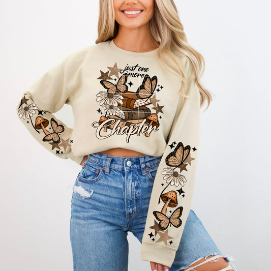 Just One More Chapter Sweatshirt – Book Lover Butterfly Graphic