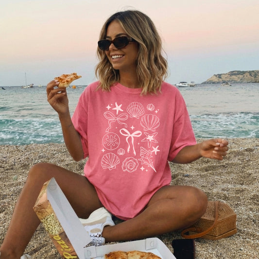 Seashells Graphic T-Shirt | Coastal Beach Tee | Ocean Lover Unisex Shirt | Summer Vacation Apparel