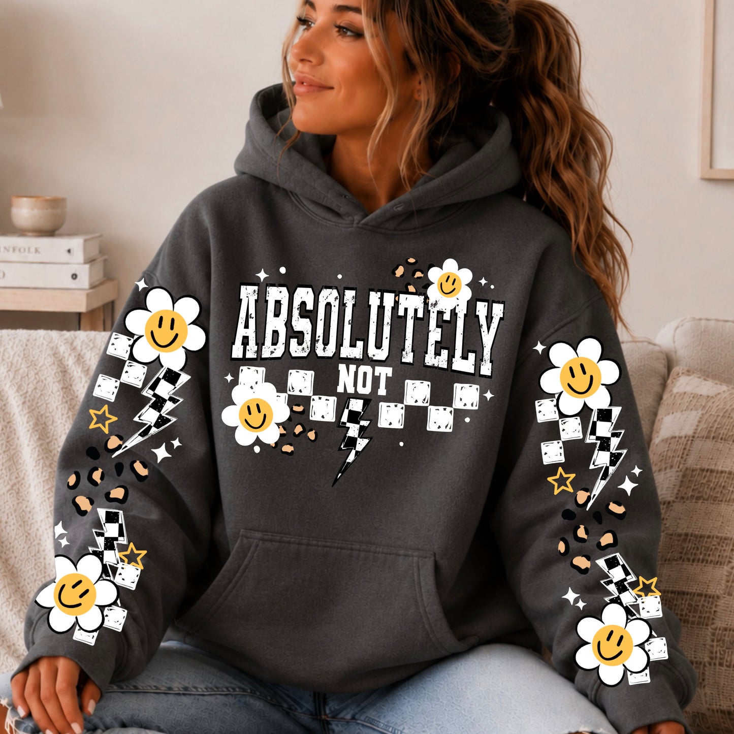 Absolutely Not Smiley Daisy Graphic Hoodie 🌼⚡