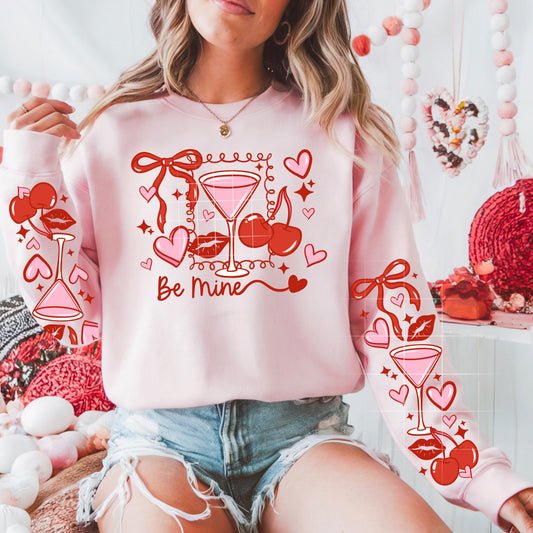 Be Mine Cherries With Sleeves Graphic Crewneck