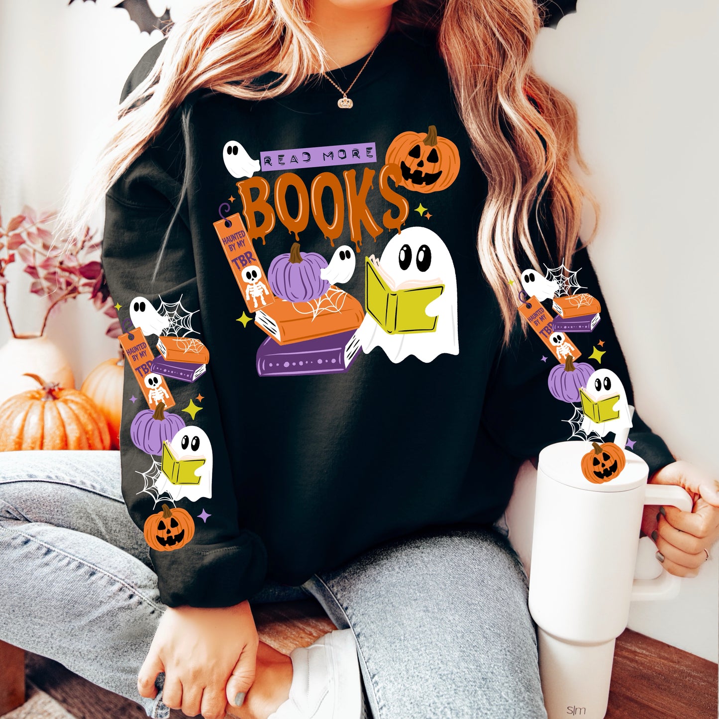 Read More Books Halloween Ghost Crewneck Sweatshirt 📚👻🎃