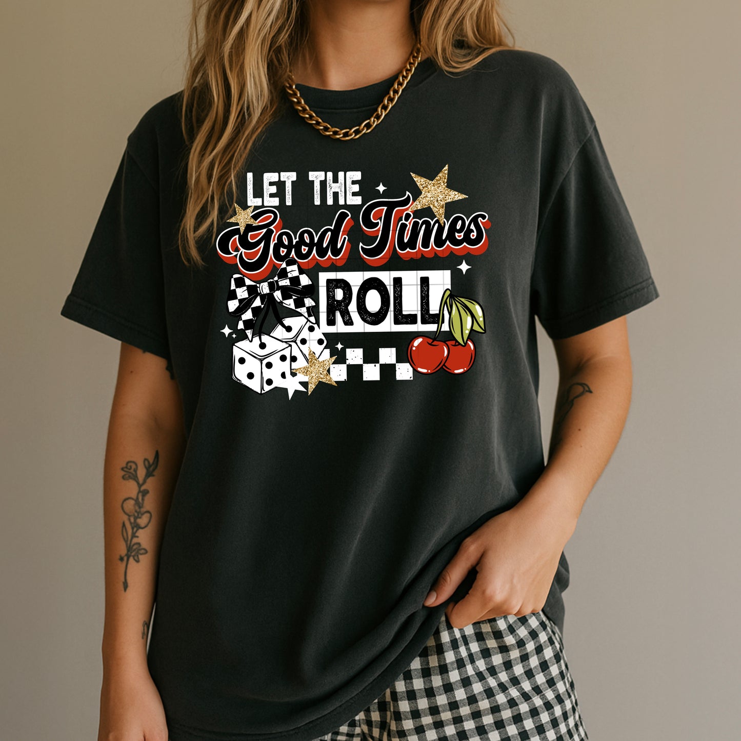 Let the Good Times Roll Graphic Tee – Lucky Dice & Cherries Shirt