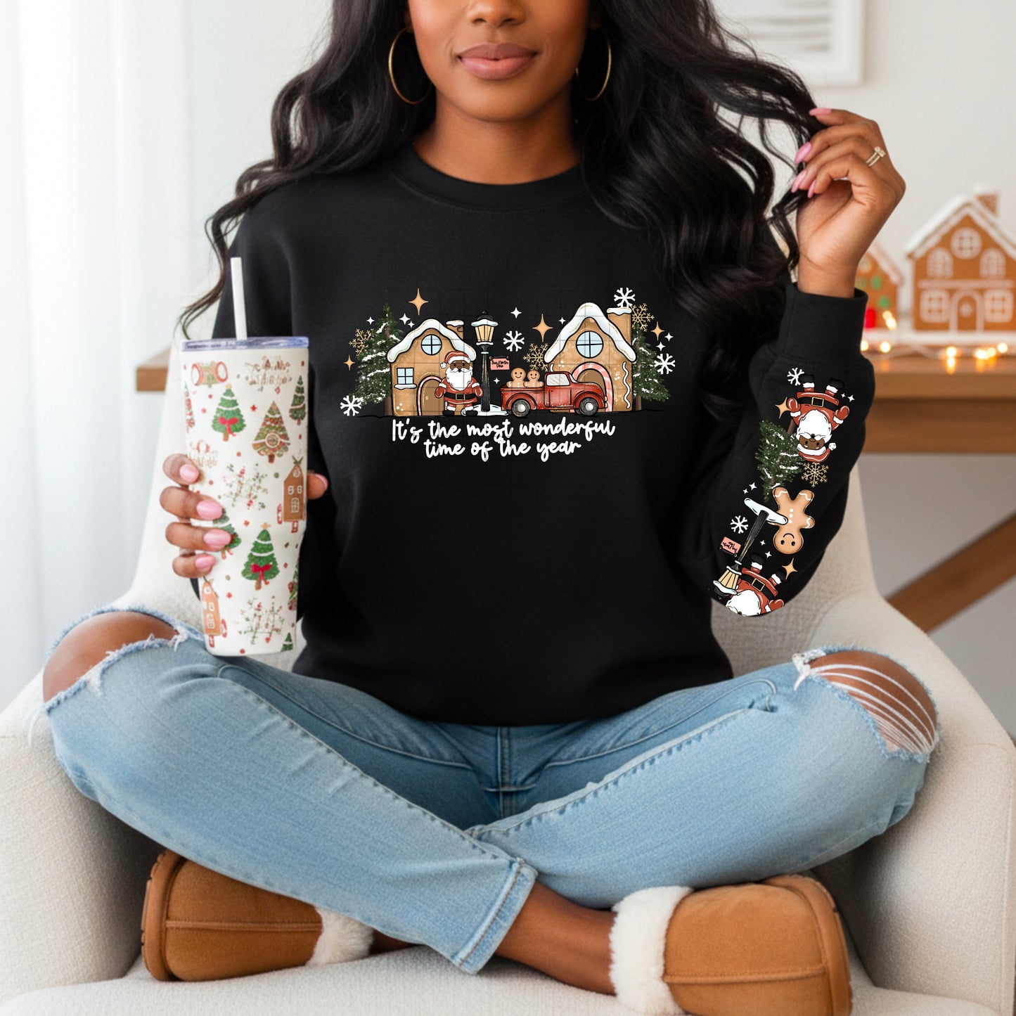 Most Wonderful Time of the Year • Gingerbread Village Christmas Sweatshirt