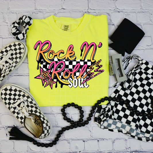 Rock N’ Roll Soul Graphic Tee – Retro Neon Music Shirt
