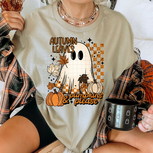 Autumn Leaves & Pumpkins Please Tee