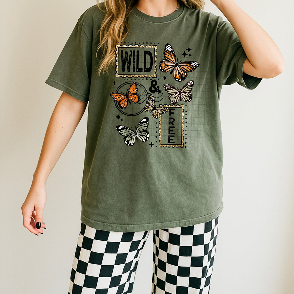 Wild & Free Butterfly Graphic Tee | Nature Aesthetic Shirt