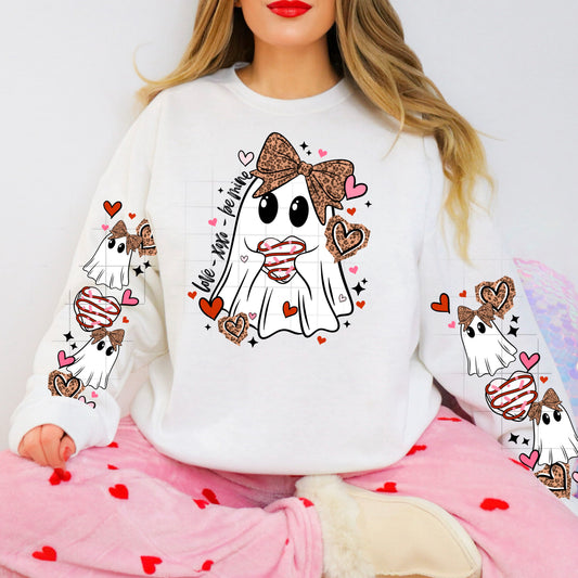 Be Mine Ghost With Sleeves Graphic Crewneck