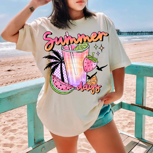 Summer Days Cute Womens Graphic T-Shirt