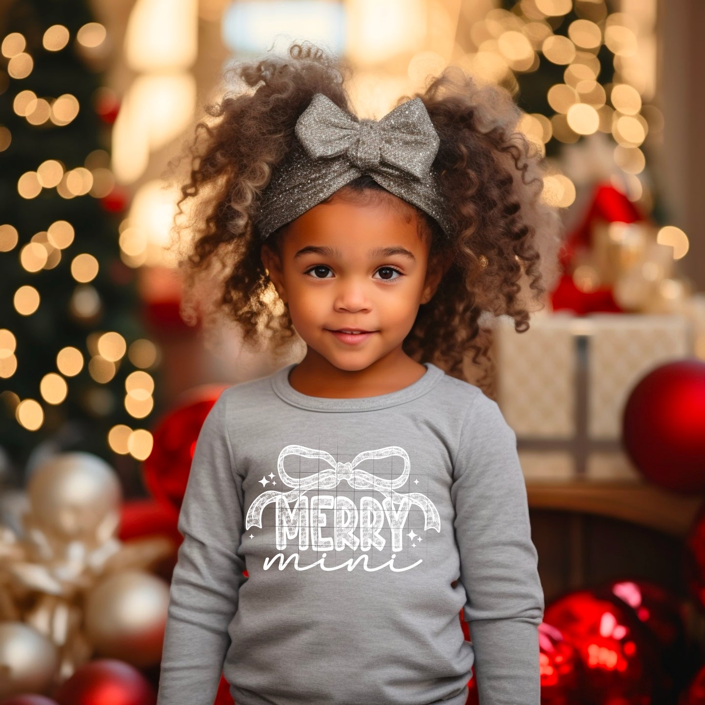 🎀🎄 Merry Mini Christmas Shirt – Kids Holiday Bow long sleeve Tee