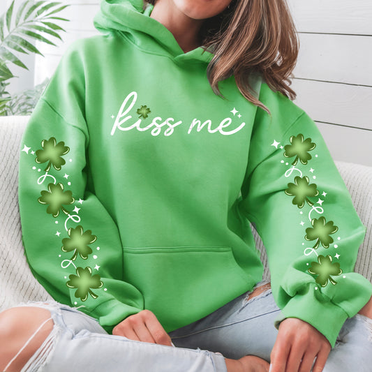 Kiss Me Sleeves Graphic Hoodie