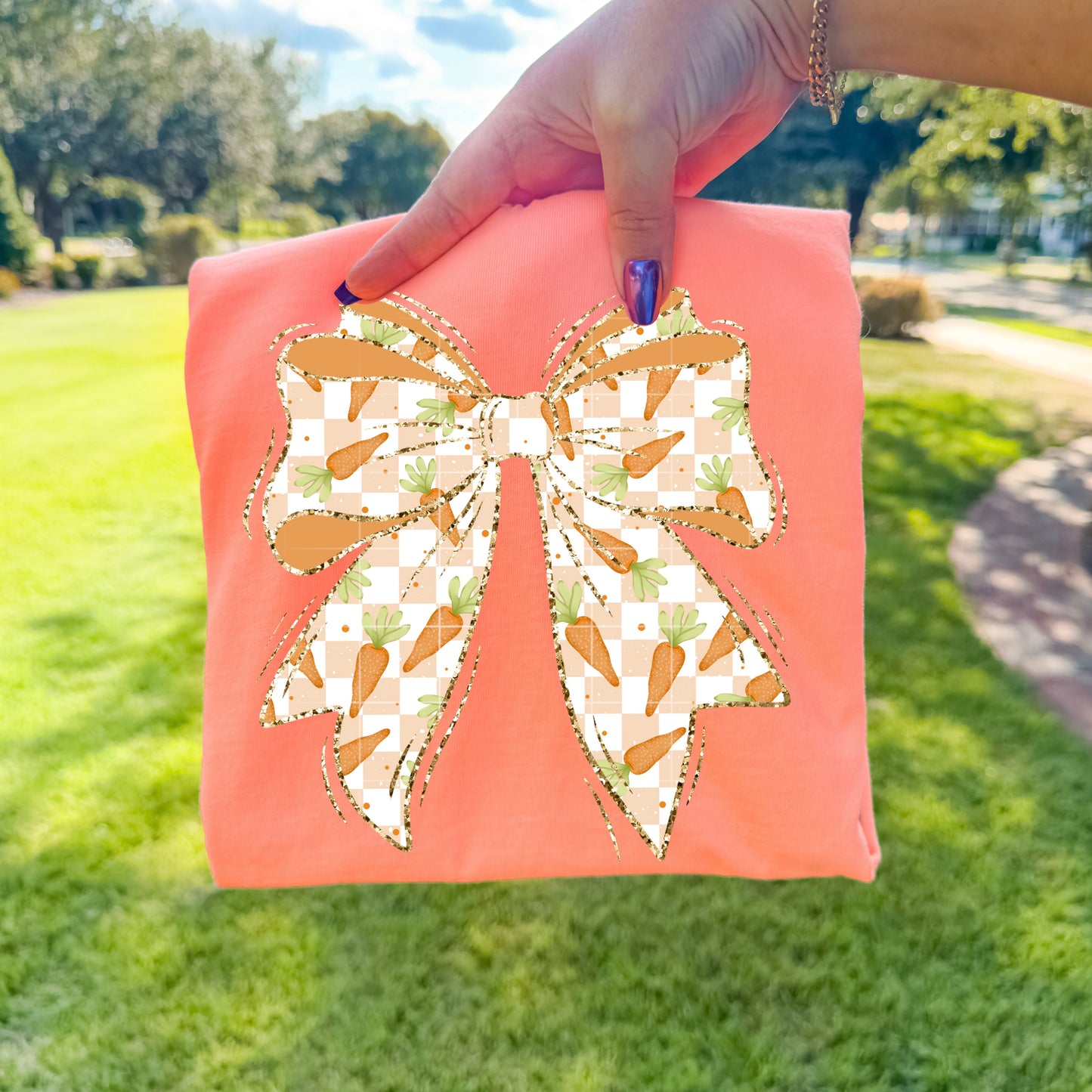 Easter Carrot Bow Graphic T-Shirt
