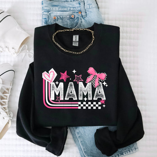 Mama Sweatshirt – Pink Bow Graphic Mama Crewneck