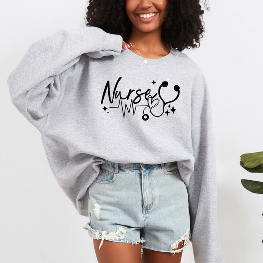 Nurse Sweatshirt – Stethoscope Heart Graphic Crewneck