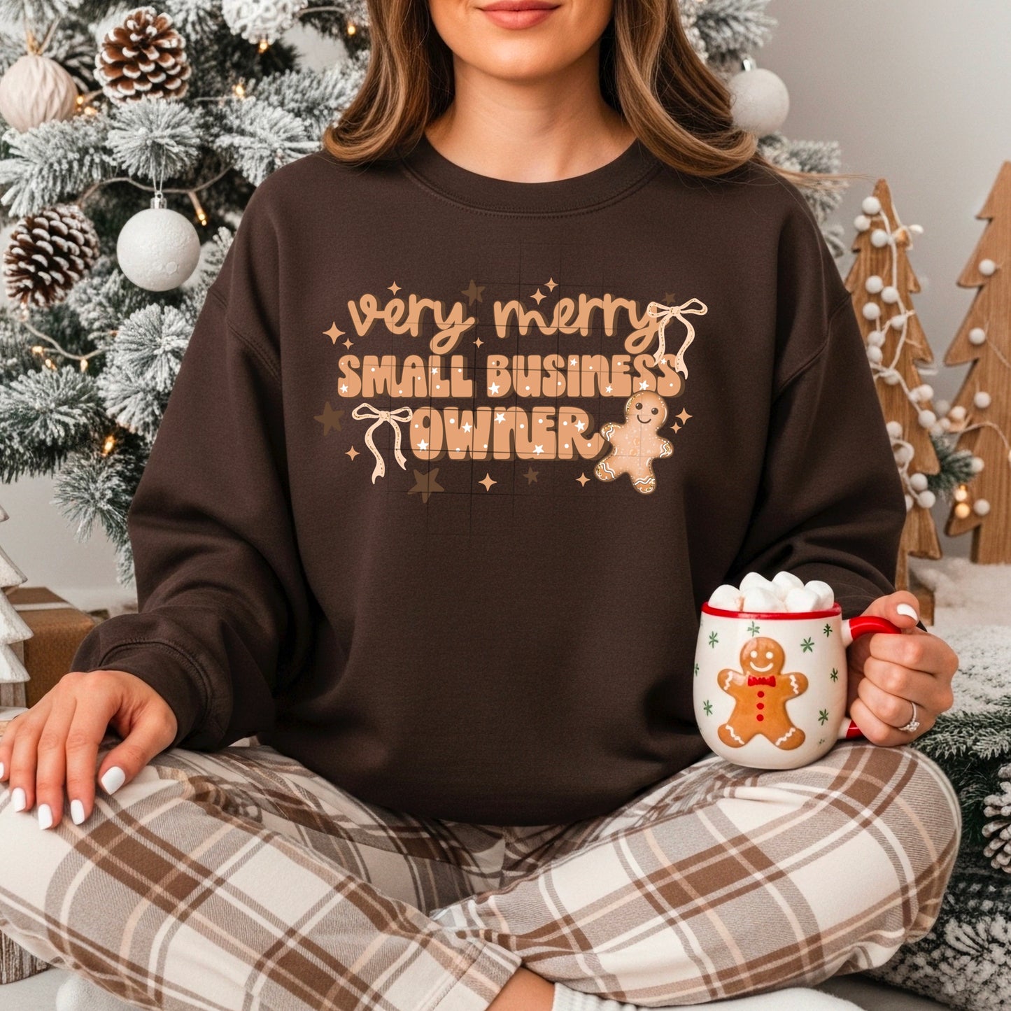 🎄✨ Very Merry Small Business Owner Christmas Sweater – Gingerbread Holiday Crewneck for Entrepreneurs 🍪🎁