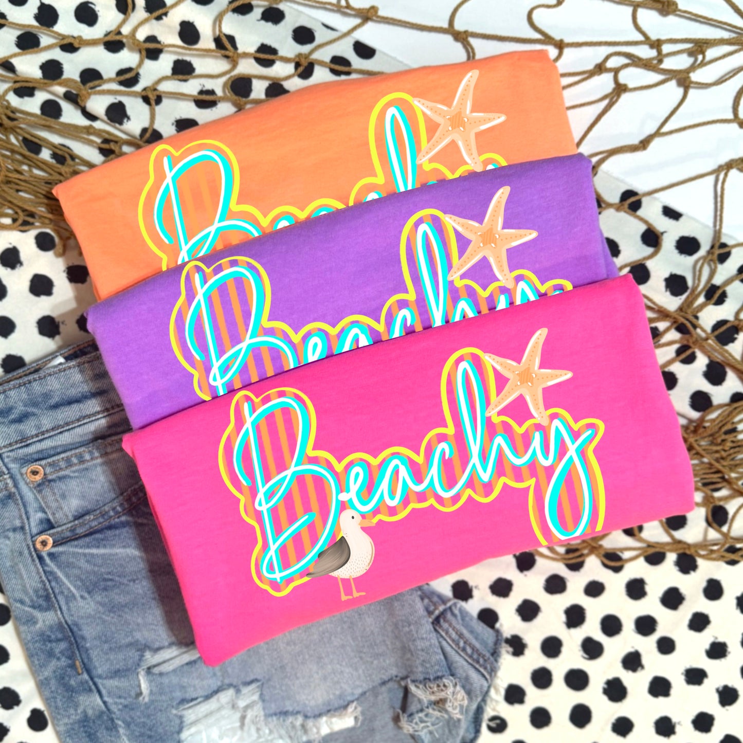 Beachy Neon Script Graphic Tee | Coastal Summer Shirt