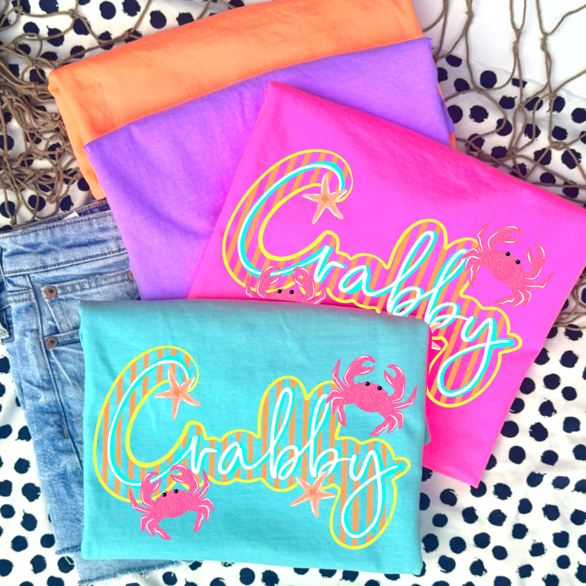 Crabby Vibes Tee 🦀🌊 Coastal Graphic Shirt