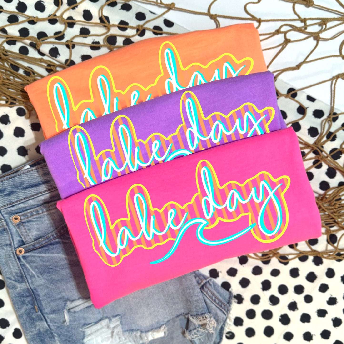 Lake Day Neon Script Graphic Tee | Coastal Summer Shirt