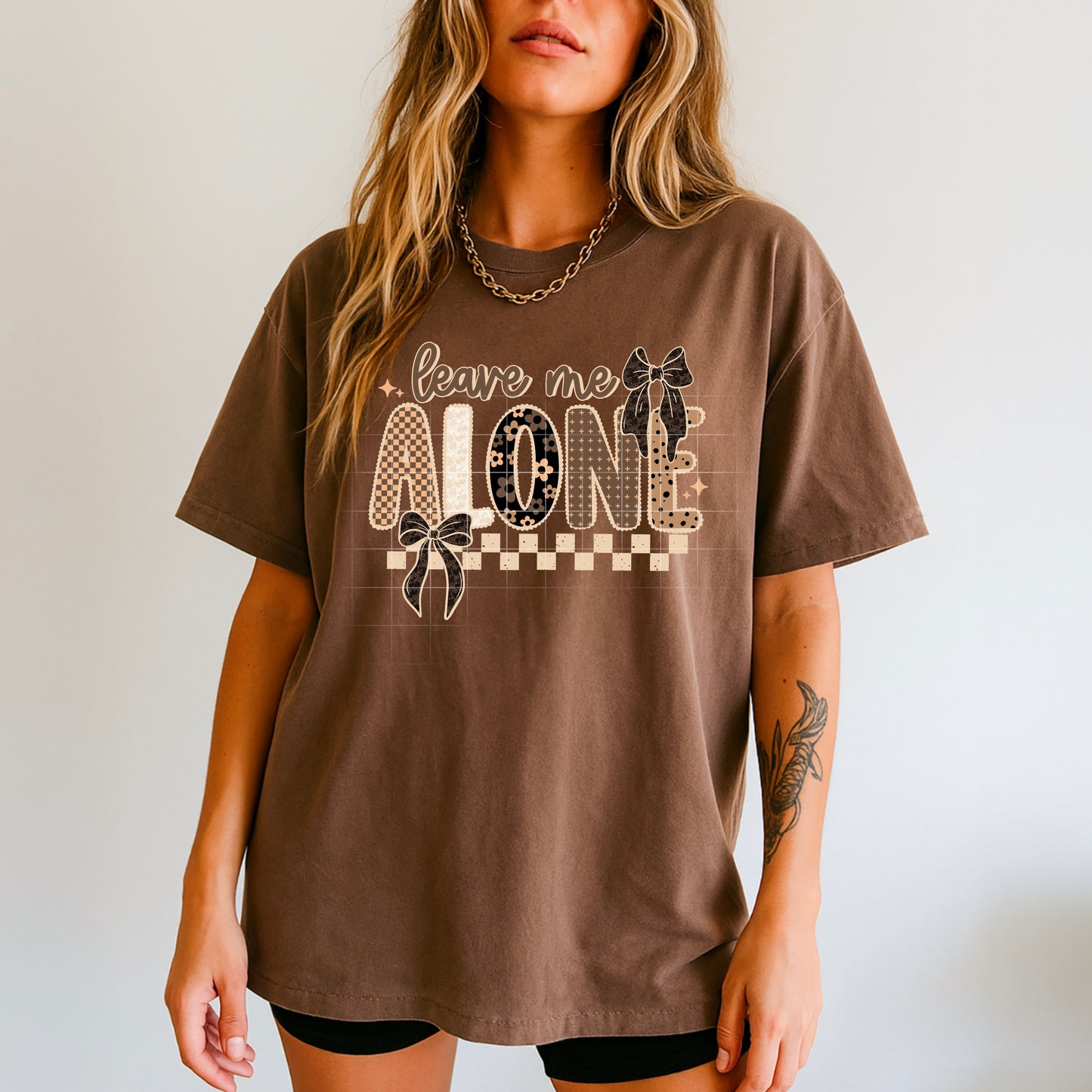 😎🖤 Leave Me Alone Graphic Tee | Cute Bow Aesthetic Shirt