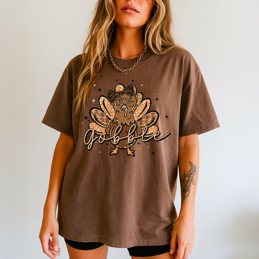 🦃 Gobble Thanksgiving Tee 🍂 Retro Turkey Graphic Shirt ✨ Cute Fall Aesthetic T-Shirt