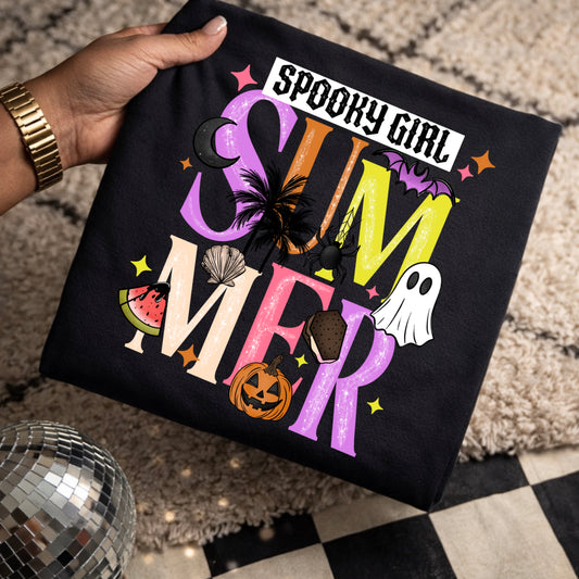 Spooky Girl Summer Graphic T-Shirt | Cute Halloween Tee | Spooky Season Unisex Shirt | Fall and Summer Apparel