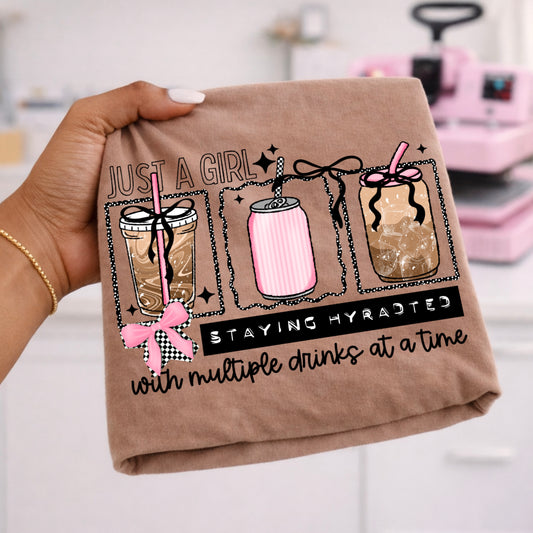 Just a Girl Staying Hydrated Tee | Iced Coffee Lover Shirt