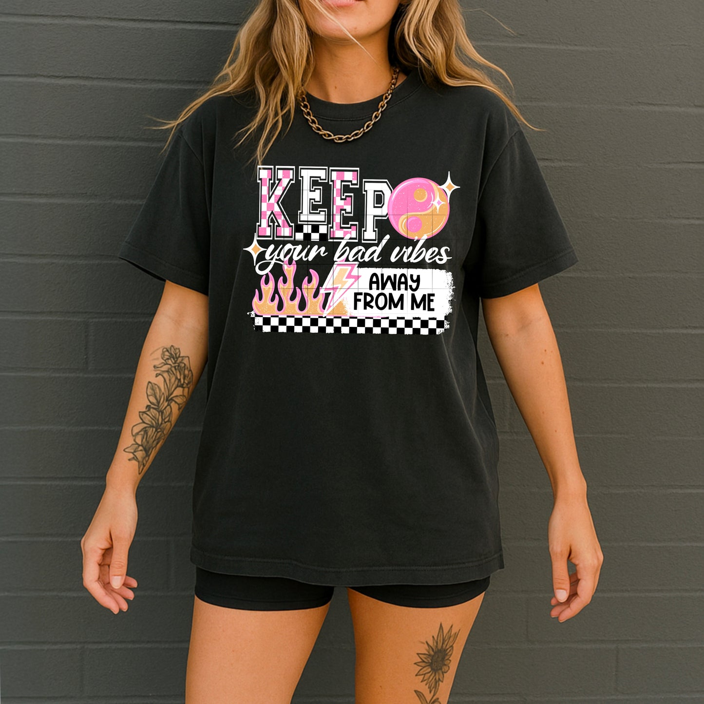 “Keep Your Bad Vibes Away From Me” Retro Graphic Tee