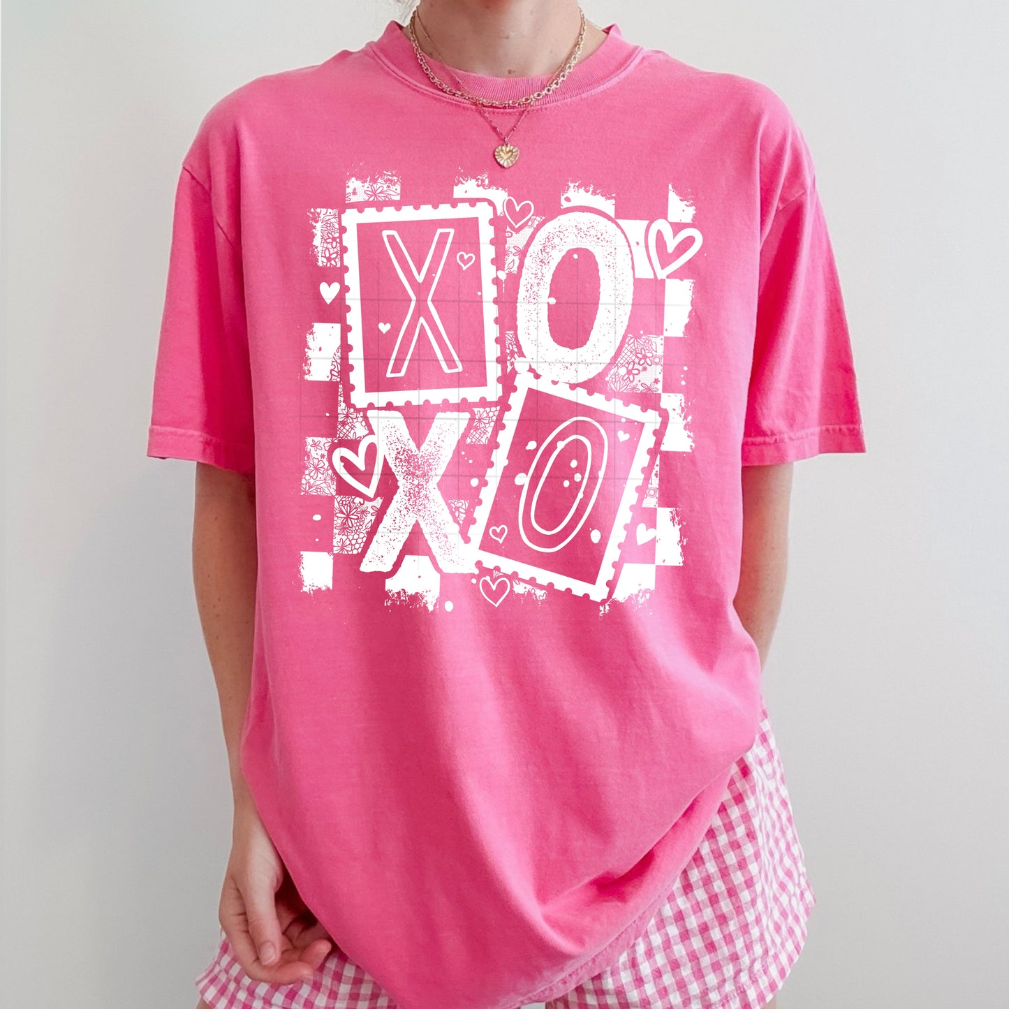 Valentine Aesthetic Shirt | XOXO Stamp Style Love Tee