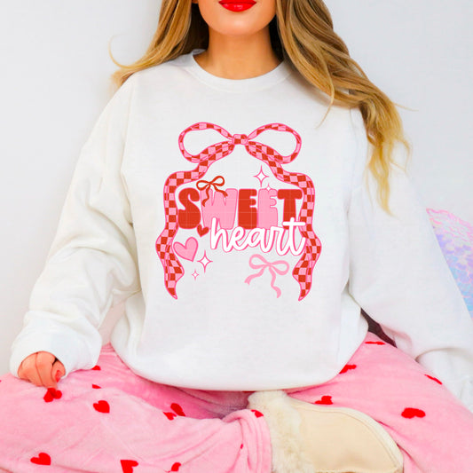 Sweetheart Gingham Bow Valentine’s Sweatshirt