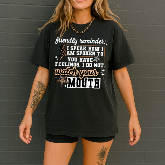 ⚡ “Watch Your Mouth” T-Shirt – Sassy Graphic Tee | Retro Stars & Bold Typography | Attitude Quote Unisex Shirt