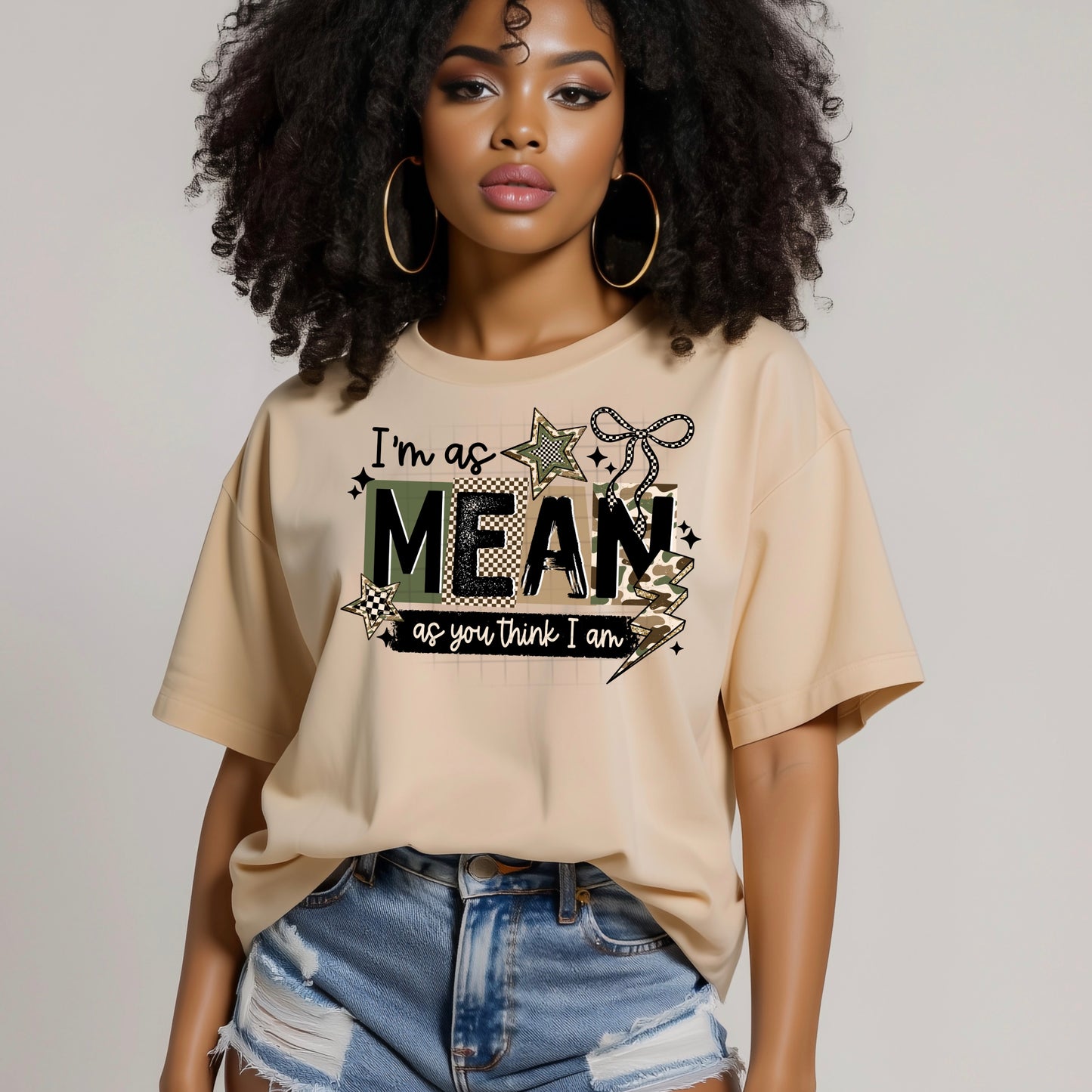 I'm As Mean As You Think I Am Shirt | Sassy Graphic Tee | Funny Attitude Shirt | Sarcastic Women's T-Shirt | Trendy Western Graphic Tee | Unisex Statement Tee