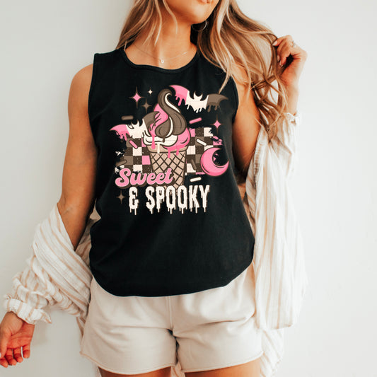 Sweet & Spooky Ice Cream Cone Tank – Pastel Goth Halloween Vibes