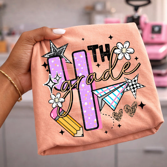 Hello Grade Teacher Shirt | Back to School Teacher Tee | Preschool Kindergarten First Second Third Fourth Fifth Grade Shirt | Cute School Graphic Tee ✏️🍎📚