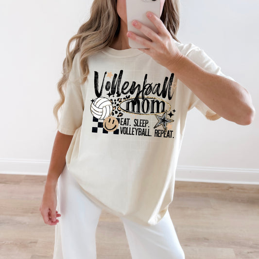 Volleyball Mom Graphic Tee | Eat Sleep Volleyball Repeat Sports Mom Shirt