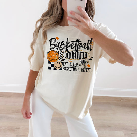 Basketball Mom Graphic T-Shirt | Eat Sleep Basketball Repeat Shirt | Basketball Season Tee | Basketball Mom Game Day Shirt 🏀