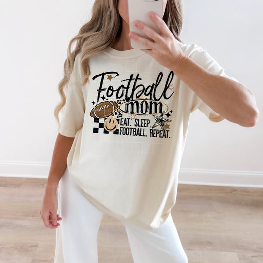 Football Mom Eat Sleep Football Repeat Graphic Tee 🏈