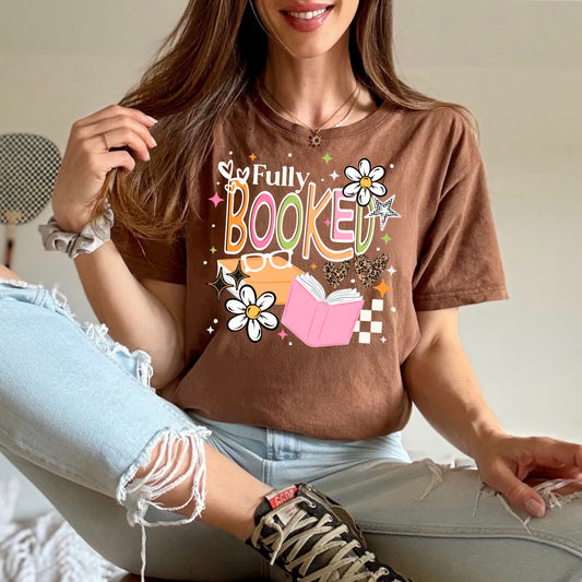Fully Booked Book Lover Shirt | Reading Graphic Tee | Cozy Reader T-Shirt | Bookworm Gift | Cute Book Club Shirt | Librarian Tee | Coffee & Books Graphic Shirt 📚☕✨