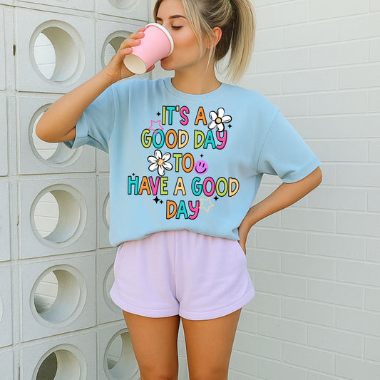 It's a Good Day to Have a Good Day Graphic Tee | Positive Inspirational Shirt | Retro Smiley Tee