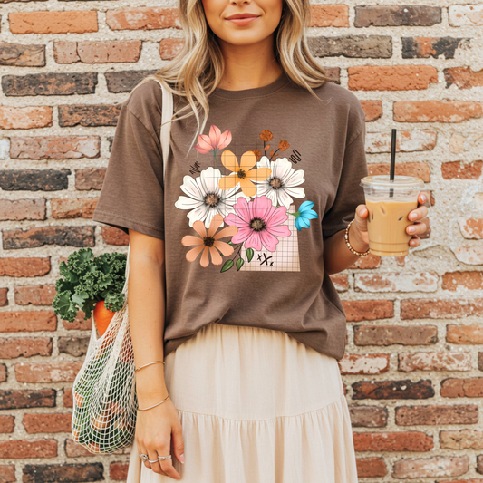 Floral Flowers Graphic T-Shirt | Colorful Botanical Tee | Boho Cottagecore Unisex Shirt | Spring and Summer Apparel