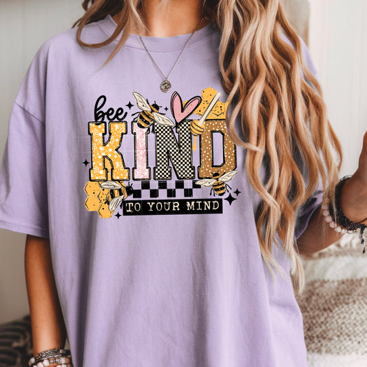 Bee Kind to Your Mind Shirt | Mental Health Awareness Tee | Positive Bee Graphic T-Shirt | Inspirational Quote Shirt | Cute Honey Bee Graphic Tee | Unisex Kindness Shirt