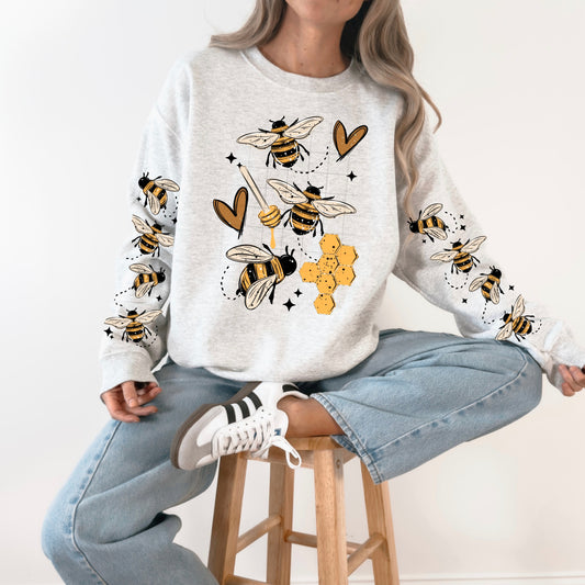 Bee Lover Sweatshirt | Honey Bee Graphic Crewneck | Cute Bee Floral Sweatshirt | Beekeeper Gift | Cottagecore Bee Pullover | Nature Lover Sweatshirt | Bee Apparel 🐝🍯🌼