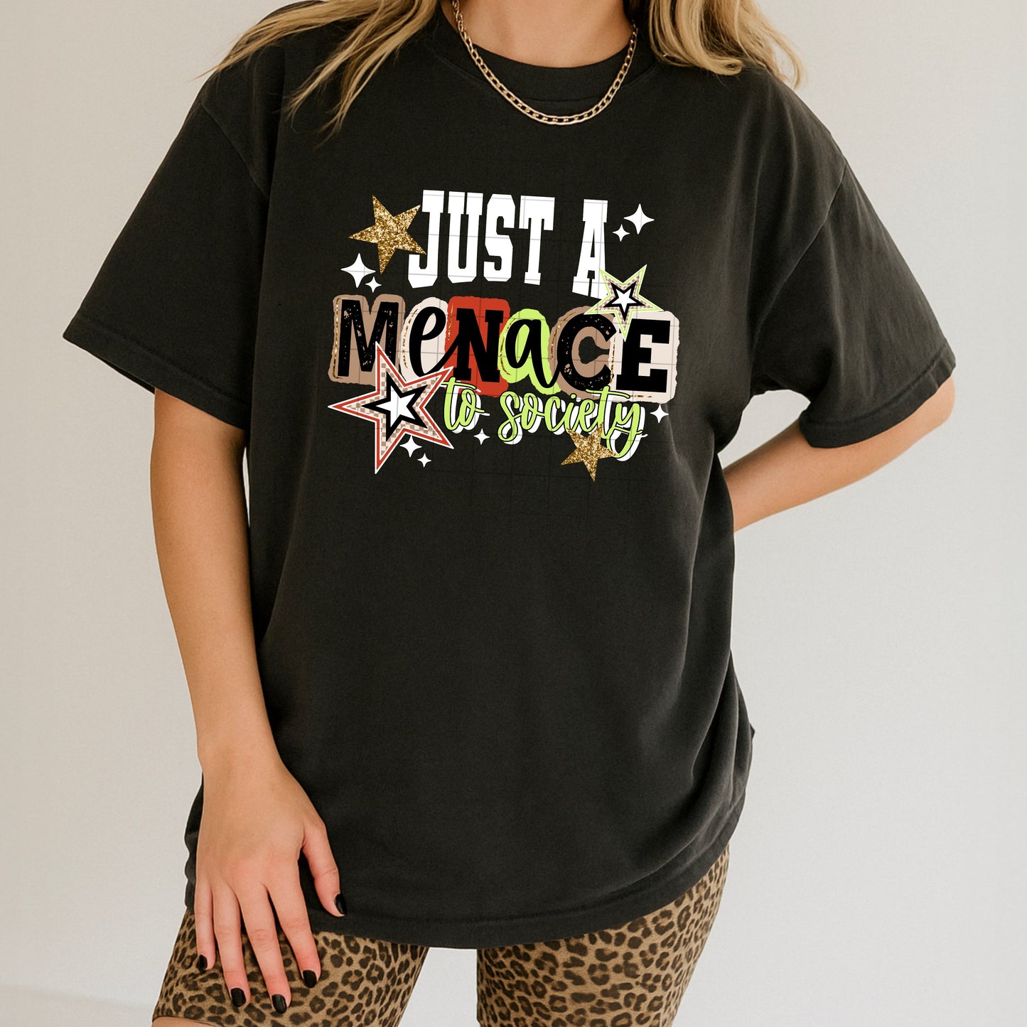 Just a Menace to Society Shirt | Funny Sarcastic Graphic Tee | Sassy Women's T-Shirt | Chaos Gremlin Shirt | Trendy Graphic Tee | Unisex Comfort Colors Shirt | Funny Gift for Her