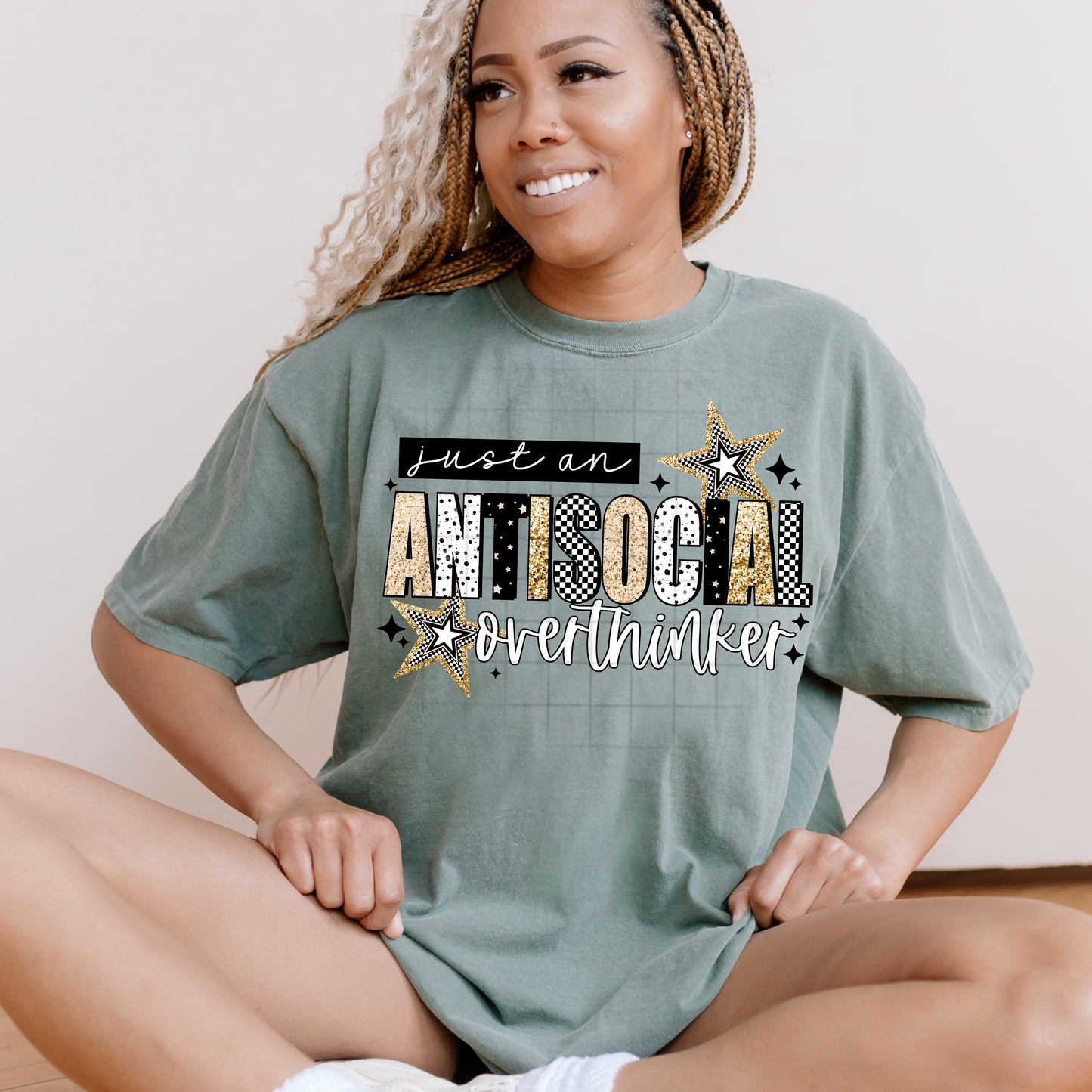 Just an Antisocial Overthinker Shirt | Funny Introvert Graphic Tee | Social Anxiety T-Shirt | Mental Health Awareness Shirt | Sassy Women's Graphic Tee | Unisex Comfort Colors Shirt