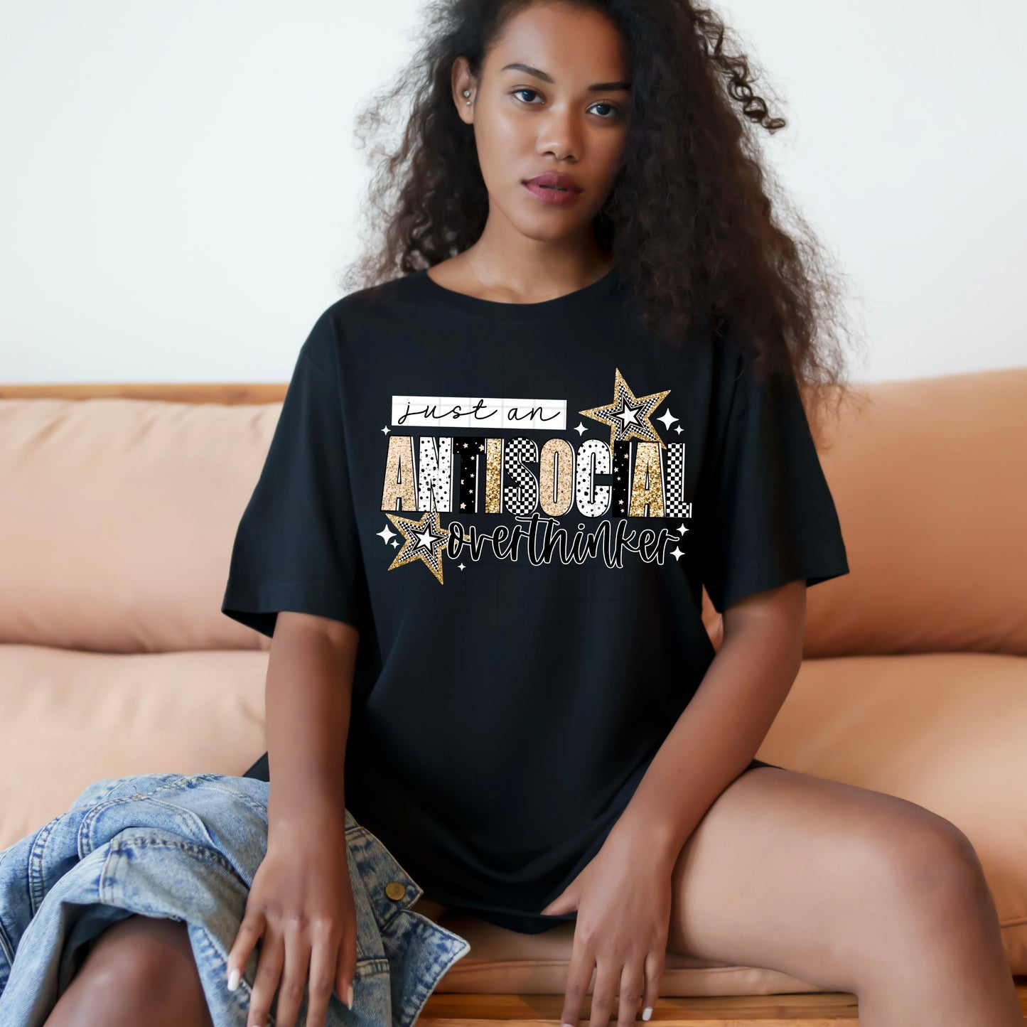 Just an Antisocial Overthinker Shirt | Funny Introvert Graphic Tee | Social Anxiety T-Shirt | Mental Health Awareness Shirt | Sassy Women's Graphic Tee | Unisex Comfort Colors Shirt