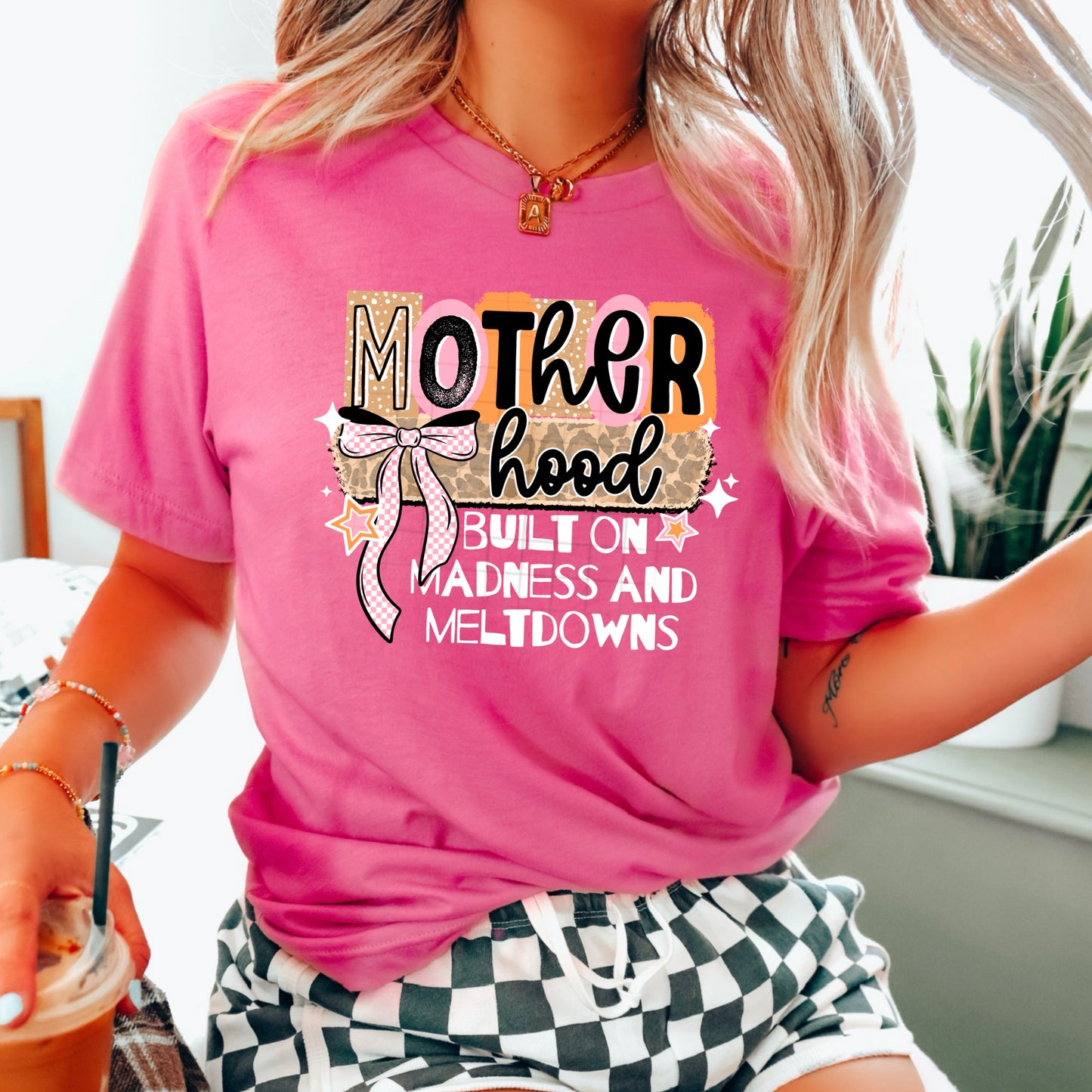 Motherhood Built on Madness & Meltdowns Shirt | Funny Mom Graphic Tee | Trendy Mama T-Shirt | Motherhood Humor Shirt | Mother's Day Gift | Cute Mom Apparel 💕👩‍👧‍👦